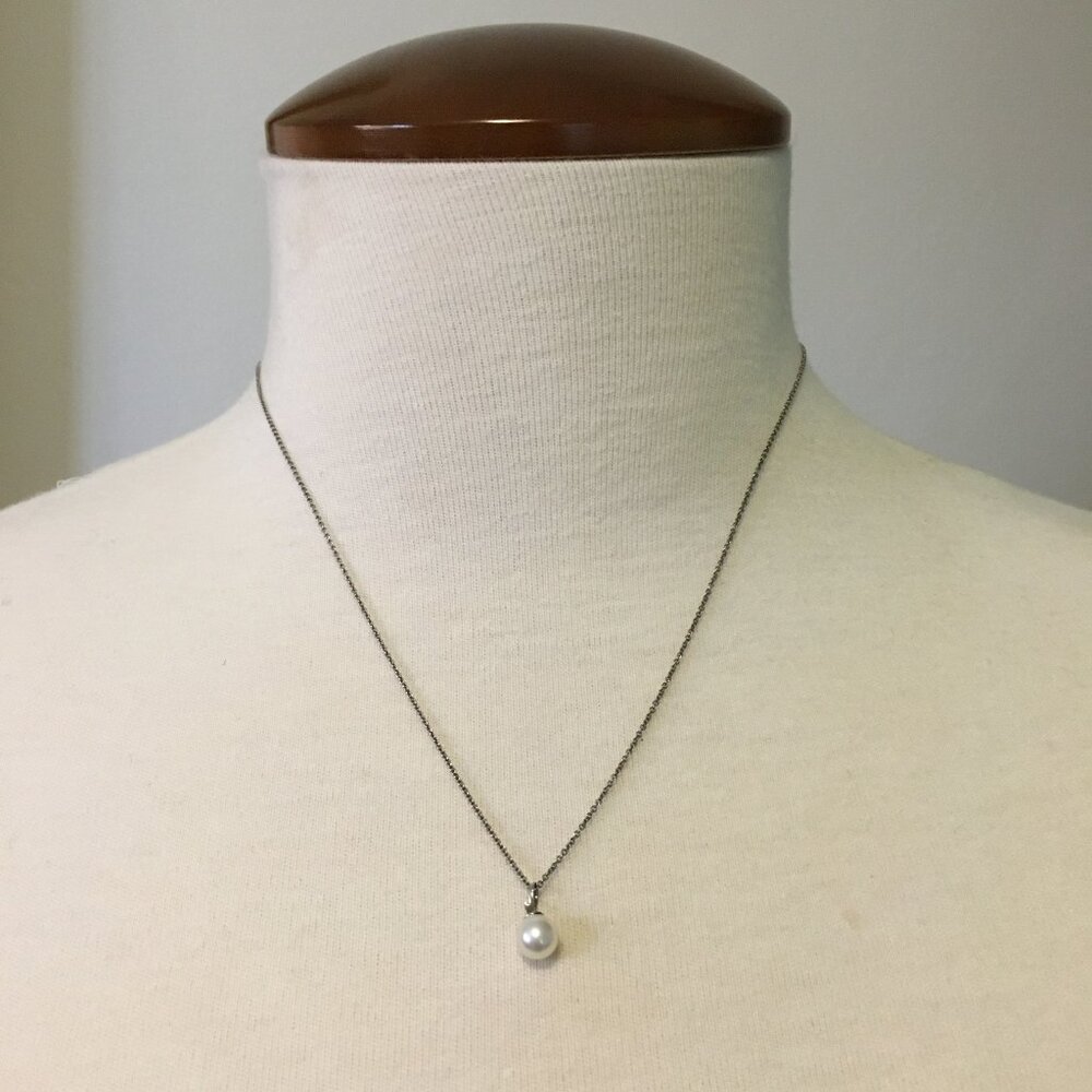 Vintage Y2K 925 Italy Silver Pearl Necklace Genuine Italian Sterling Chain